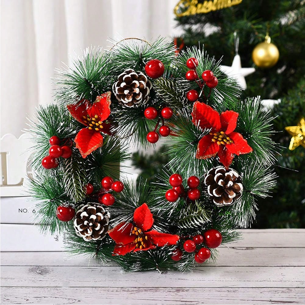 Christmas Wreath Fake - 1 Pezzo Ghirlanda Natalizia per Porta