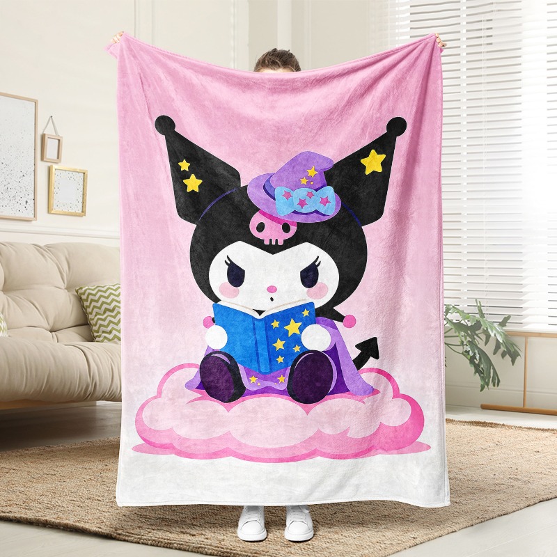 Christmas Throw Blanket - Coperta Sanrio Kuromi Strega Magica, Morbida