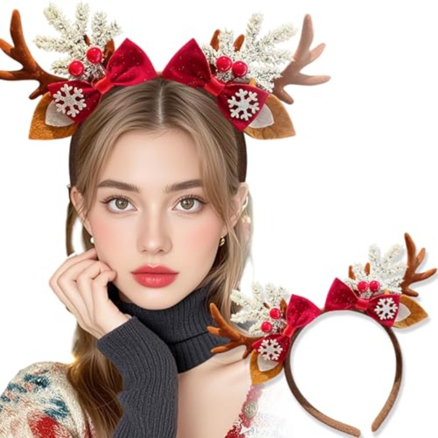 Reindeer Antlers Headband - Grazioso Cerchietto Natalizio per Donne con