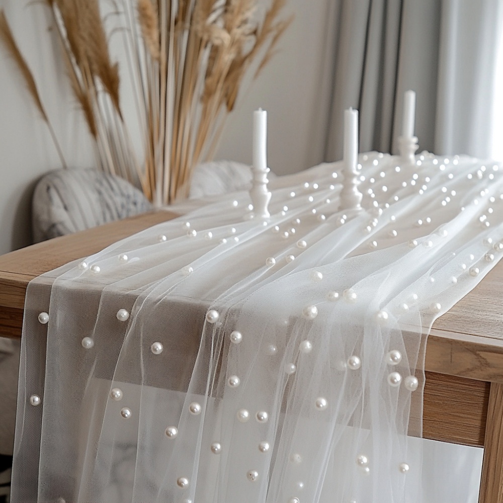 Christmas Table Runner - Runner da Tavolo in Chiffon Perlato